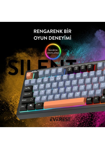 Kb-98 Sessiz Rainbow Q Türkçe Klavye Membrane Oyuncu Klavyesi Gaming Klavye modelleri