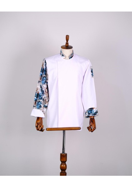 Aşçı Ceketi Ithal Kumaş Desenli Unisex Çıtçıtlı Uzun Kollu Chef Aşçı Mutfak Ceketi