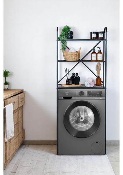 Metal Ayaklı 3 Raflı Banyo Rafı Çamaşır Makinesi Üstü Dekoratif Raf Askılık Organizer