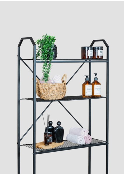 Metal Ayaklı 3 Raflı Banyo Rafı Çamaşır Makinesi Üstü Dekoratif Raf Askılık Organizer fırsatları