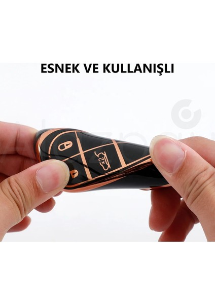 Fiat Egea 500X Jeep Grand Cherokee Wrangler Renegade Compass Chrysler R300C Gold Kenar Tpu Anahtar Kılıfı (1ADET) fırsatları