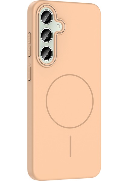 Galaxy S24 Fe Kılıf Magsafe Şarj Özellikli Ata Ruby Silikon Kapak - Desert Titanyum indirimleri