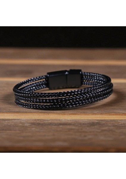 Siyah 3 Parça Hasır Örgü Çelik Bileklik fırsatları