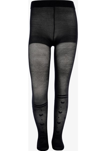 Pretty Bowtie Stripe Siyah Külotlu Çorap