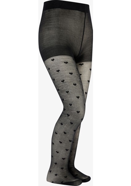 Pretty Mini Heart Siyah Külotlu Çorap