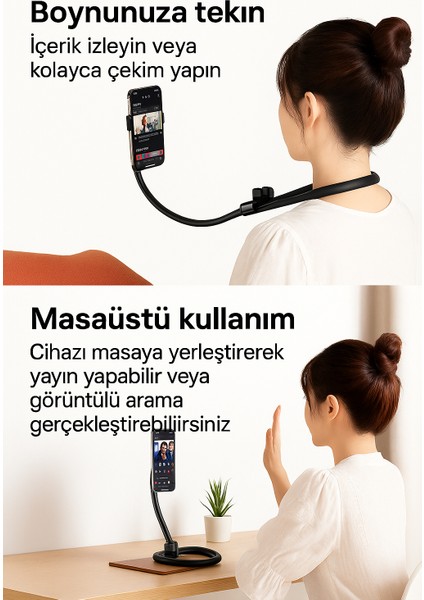 Manyetik Silikon Boyun Telefon Tutucu – Eller Serbest, Ayarlanabilir ve Rahat Kullanım fiyatları