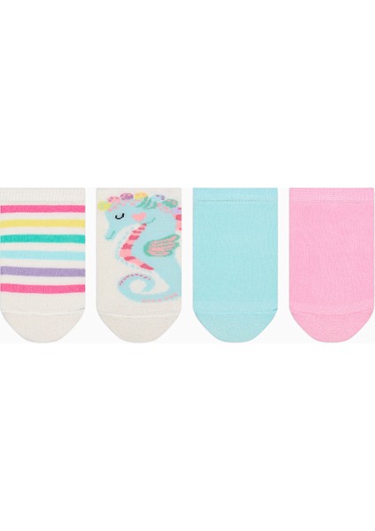 Kız Çocuk Cool Seahorse Renkli 4lü Patik Çorap