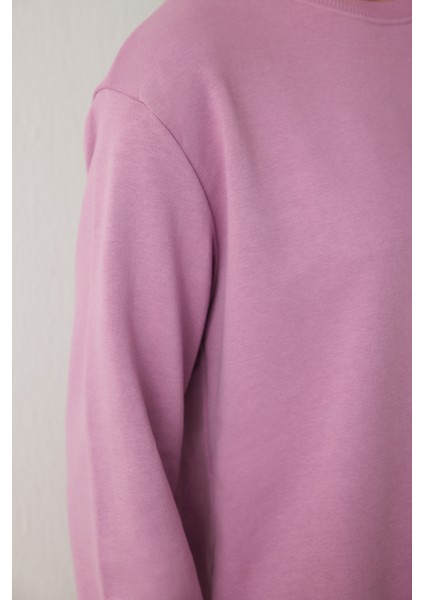 Lila Bisiklet Yaka Oversize Spor Sweatshirt indirimleri