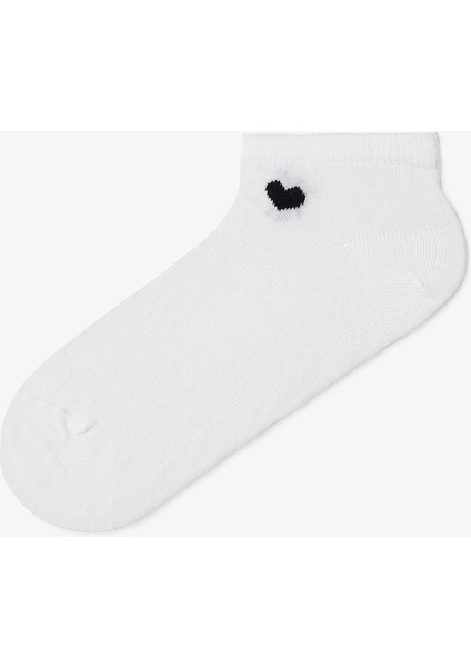 5 Çift Pamuklu Kalp Desenli Patik Çorap