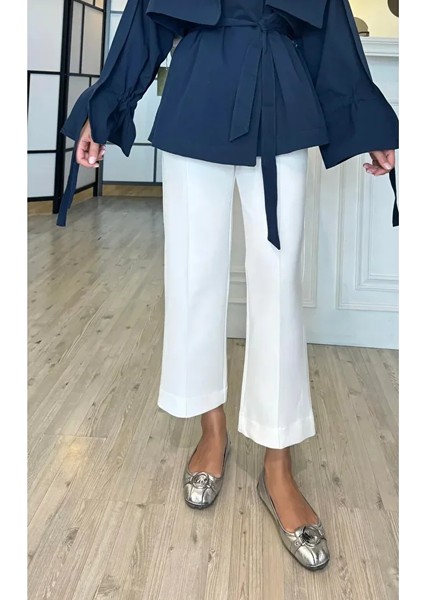 Önden Dikişli Scuba Pantolon Beyaz fiyatları