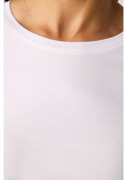 Pamuklu Beyaz Basic Uzun Kol Üst