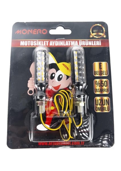 Motosiklet Kayan LED Sinyal 1013L-Y E Belgeli modelleri