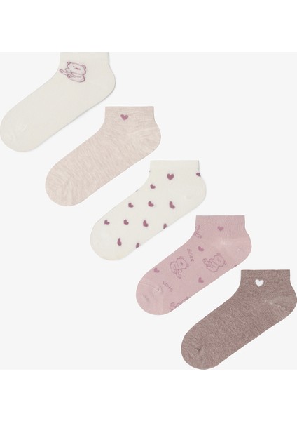 5 Çift Pamuklu Ayıcık Desenli Patik Çorap