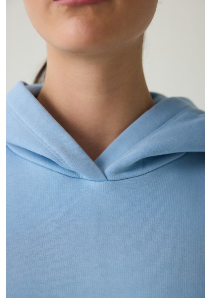 Mavi Oversize Kapüşonlu Aktif Sweatshirt modelleri