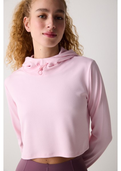 Pembe Kapüşonlu Hafif Kapüşonlu Üst modelleri