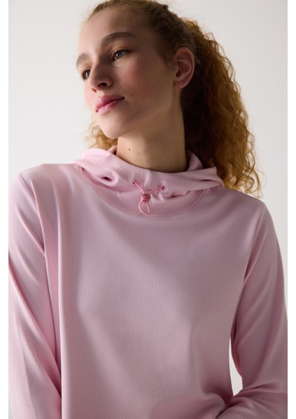 Pembe Kapüşonlu Hafif Kapüşonlu Üst indirimleri