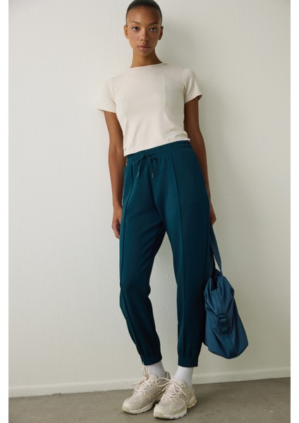 Koyu Yeşil Silky Feel Normal Bel Jogger modelleri