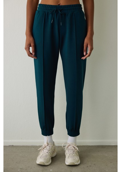 Koyu Yeşil Silky Feel Normal Bel Jogger