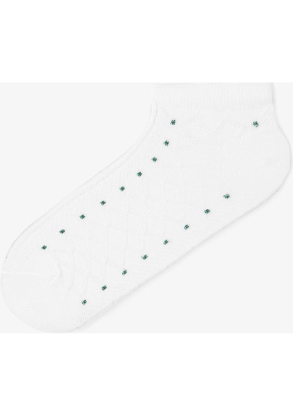 5 Çift Pamuklu Kendinden Desenli Puantiyeli Patik Çorap modelleri