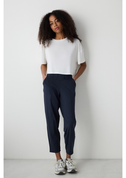 Modal Crop Kırık Beyaz Tişört