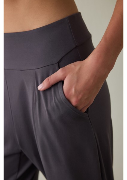 Antrasit Yüksek Bel Bilek Boy Yoga Pantolonu
