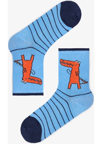 Erkek Çocuk Dino Friends Dinozor Desenli 4'lü Soket Çorap