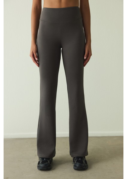 Antrasit Easy Yüksek Bel Ispanyol Paça Pantolon