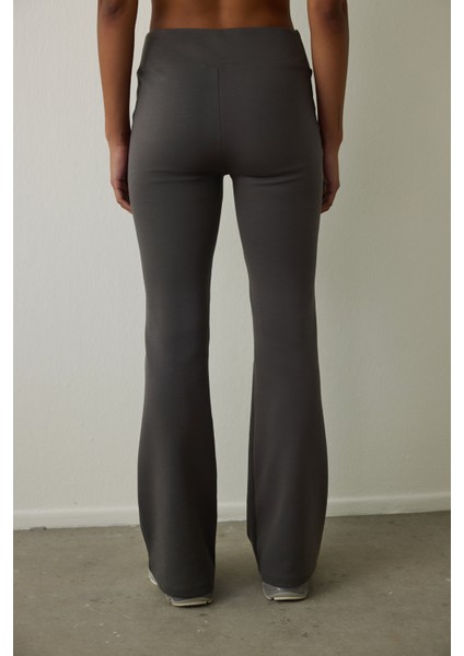Antrasit Easy Yüksek Bel Ispanyol Paça Pantolon