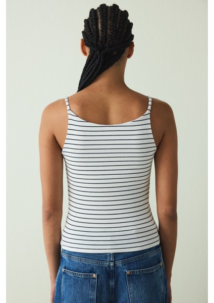 CUPsecret Kendinden Pedli Çizgili Halter Yaka Büstiyer