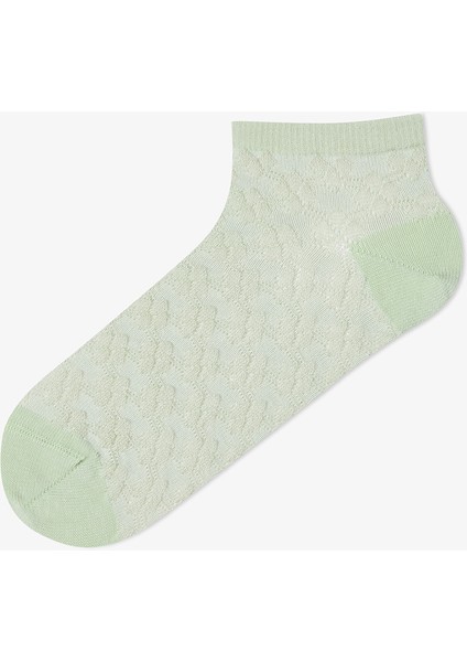 5 Çift Pamuklu Kendinden Desenli Patik Çorap