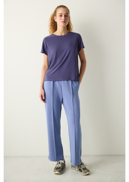 İndigo Bisiklet Yaka Regular Fit Modal Tişört