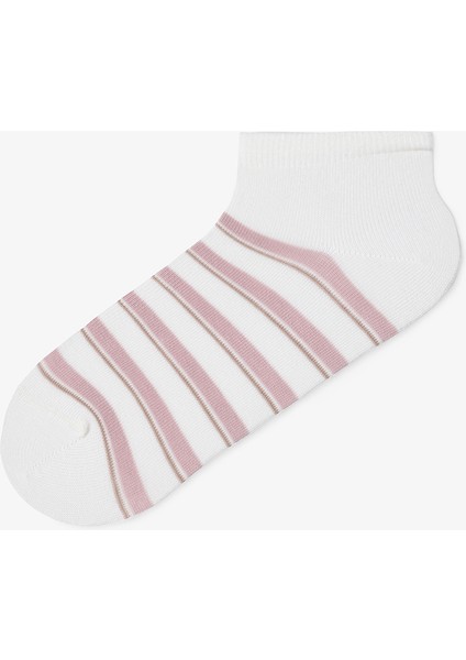 5 Çift Pamuklu Kendinden Desenli ve Çizgili Patik Çorap