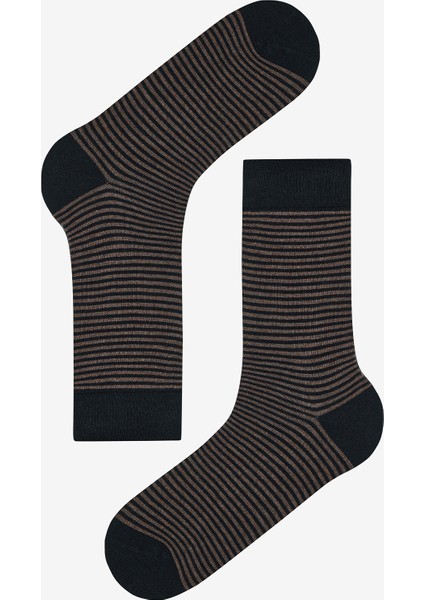 Erkek İnce Çizgili 5li Lacivert Soket Çorap