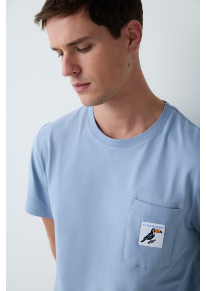 Bird Mavi Pantolon Pijama Takımı