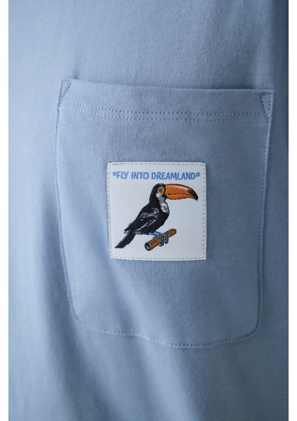 Bird Mavi Pantolon Pijama Takımı