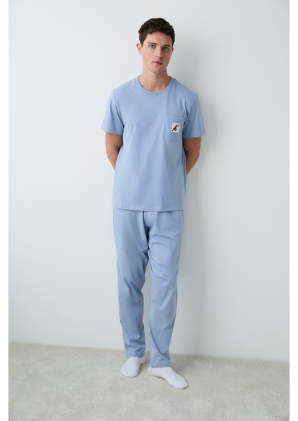 Bird Mavi Pantolon Pijama Takımı