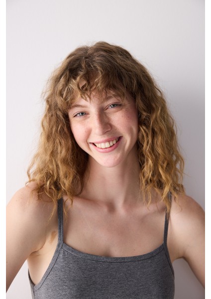 Pamuklu Askılı Gri Basic Atlet