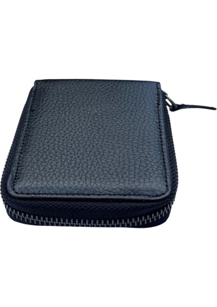 Yatay Floter Siyah %100 Hakiki Deri Fermuarlı Cüzdan