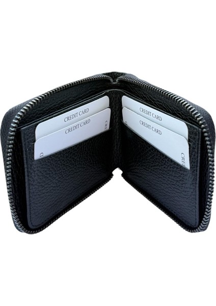 Yatay Floter Siyah %100 Hakiki Deri Fermuarlı Cüzdan modelleri