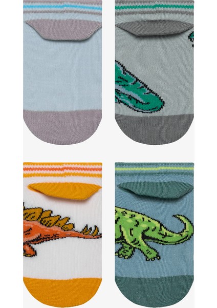 Erkek Çocuk Big Dino Çok Renkli 4lü Patik Çorap