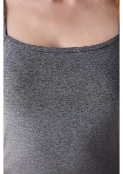 Pamuklu Askılı Gri Basic Atlet
