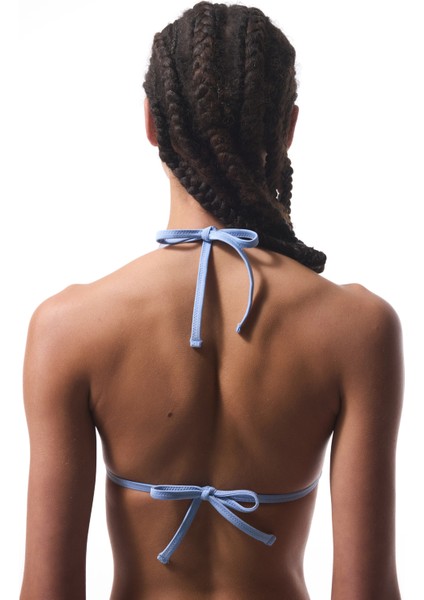 Sequin Pullu Mavi Üçgen Bikini Üstü - Gamze Erçel Koleksiyonu