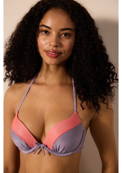 Mena Push Up Simli Mor Bikini Üst