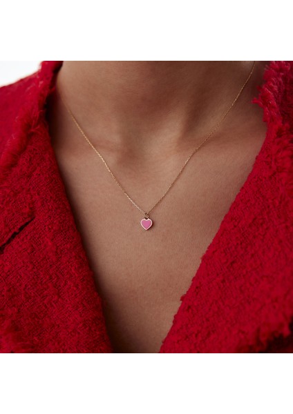 Pembe Kalp Kolye