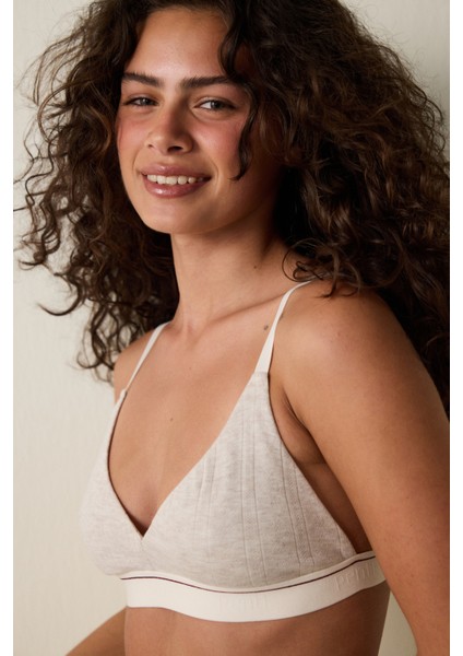 Bej Melanj Melanjlı Balensiz Dolgusuz Üçgen Sütyen