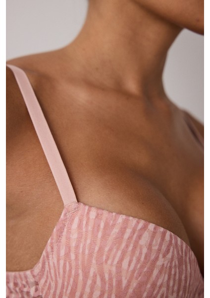 Açık Gül Kurusu Daylift Dantelli Toparlayıcı Balenli Sütyen