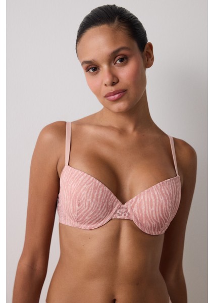 Açık Gül Kurusu Daylift Dantelli Toparlayıcı Balenli Sütyen