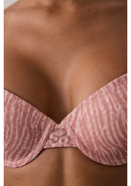 Açık Gül Kurusu Daylift Dantelli Toparlayıcı Balenli Sütyen