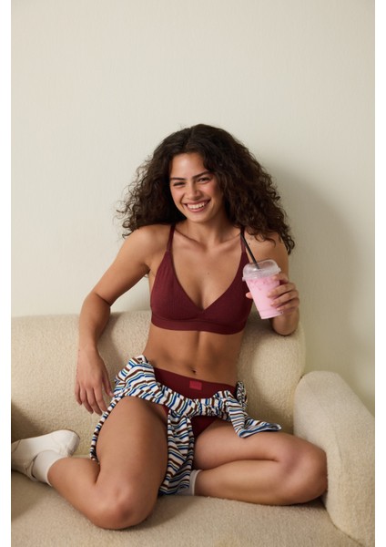 Bordo Melanj Balensiz Dolgusuz Üçgen Sütyen