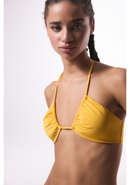 Sarı Reverse V Kesim Bikini Üstü